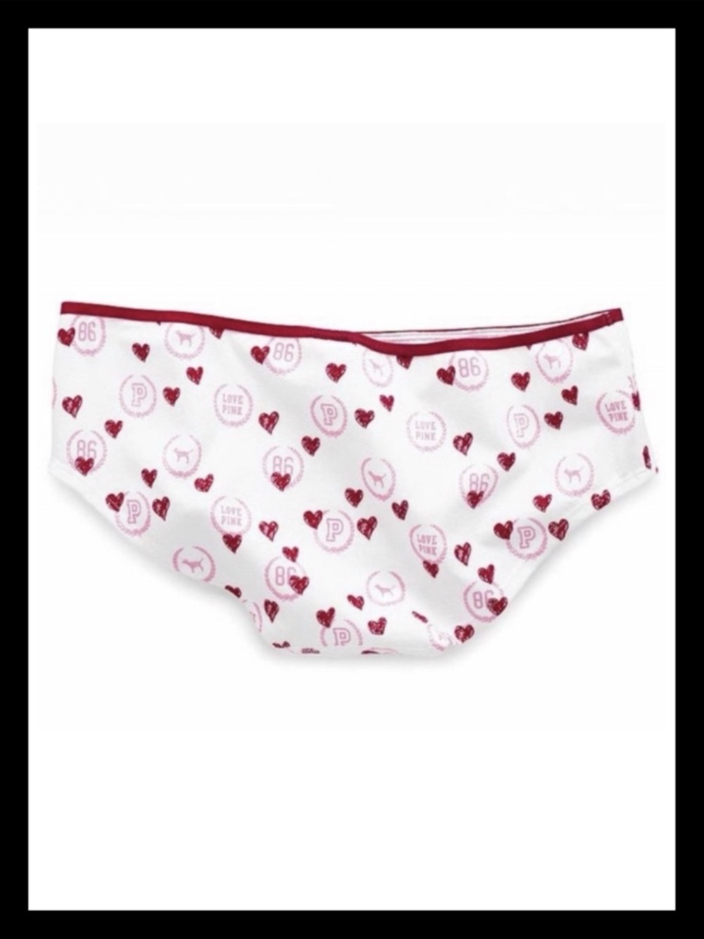 💕ⓅⒾⓃⓀ ⓋⓈ Crest Logo Red Heart Extra Low Rise Hipster Panties NWT💕